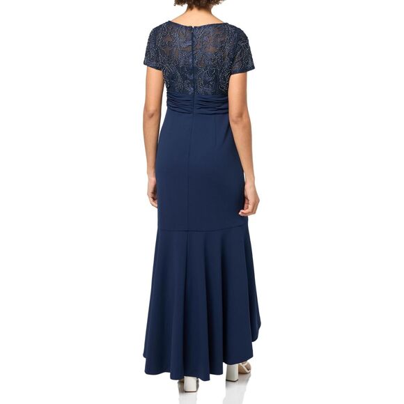 JS Collections‎ Celia Mermaid Gown Size 8 Dress Navy Beaded Wedding Formal NEW - Picture 2 of 16